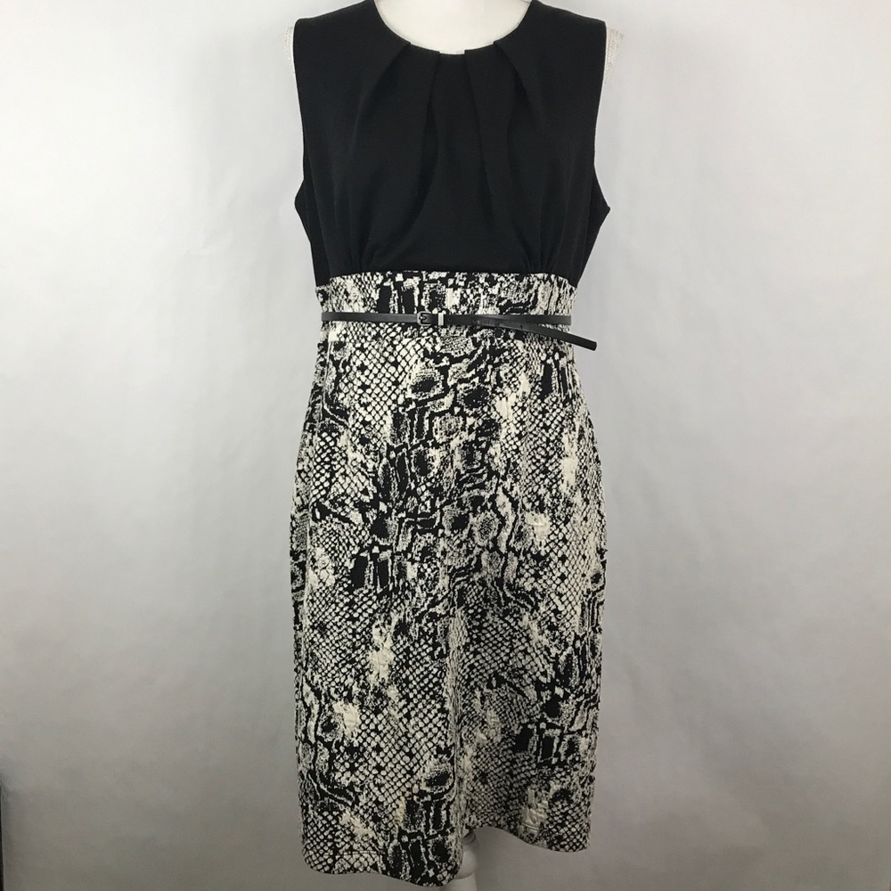 Tiana B Dress 12 Sheath Black White Texture